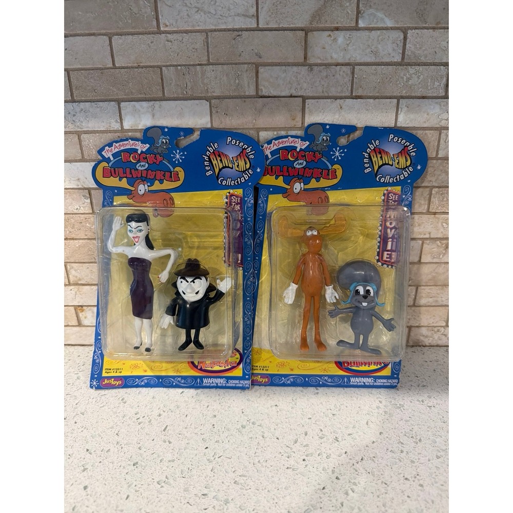 Vintage Rocky & Bullwinkle Bend-Ems Natasha Boris Just Toys Figure Set NEW Seale
